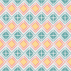 Seamless geometric pattern with triangles in an abstract retro design for wallpaper, fabric and decor. Fabric and paper textures.