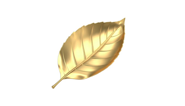 A solitary, golden leaf with detailed veins, on a black background