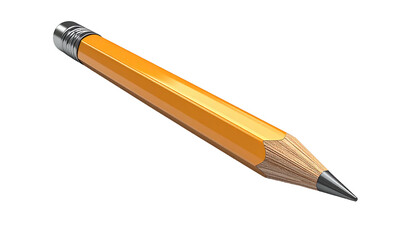 A yellow wooden writing instrument with a silver ferrule, eraser, and sharpened tip