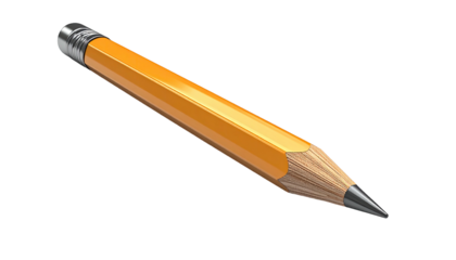 A yellow wooden writing instrument with a silver ferrule, eraser, and sharpened tip