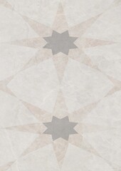 Geometric star pattern with muted tones and symmetrical design on a textured background