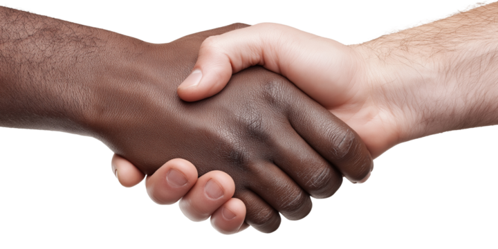 Realistic handshake close-up, transparent background