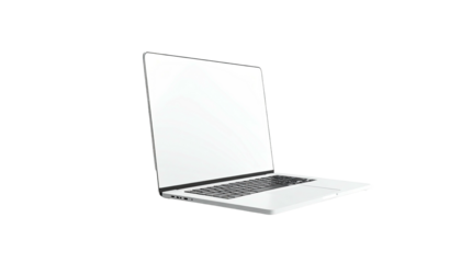 Angled shot of a closed computer with bright screen floating in dark background