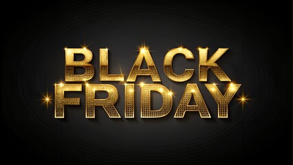 Golden black friday text with sparkles