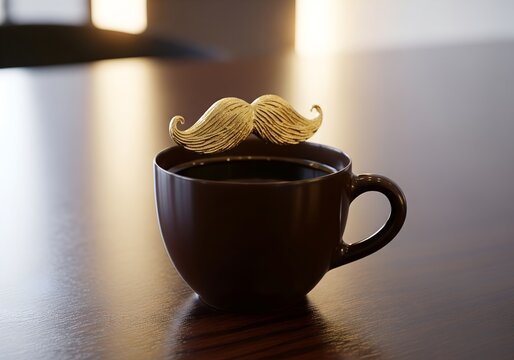Funny coffee mug with potato chip mustache decoration - Powered by Adobe
