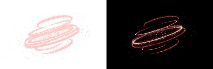 This Red and White Light Swirls Design PNG Overlay features a Transparent Background, perfect for Graphic Use