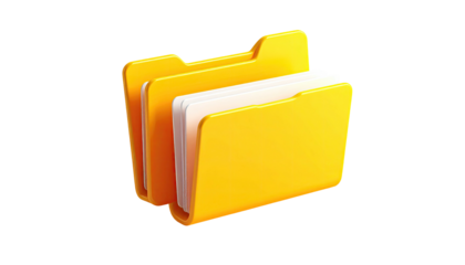 Vivid 3D illustration of open, stacked folders with papers inside, on a black background