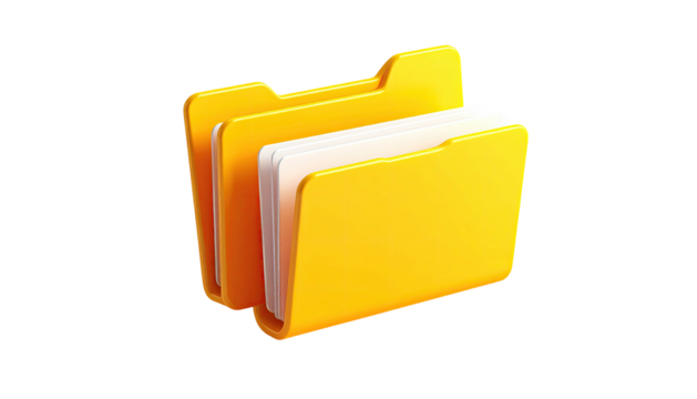 Vivid 3D illustration of open, stacked folders with papers inside, on a black background - Powered by Adobe