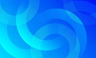 Blue abstract background with circles. Modern simple bright blue geometric shapes design with lines pattern. Vector