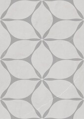 Geometric pattern with interlocking leaf-like shapes in gray and white tones