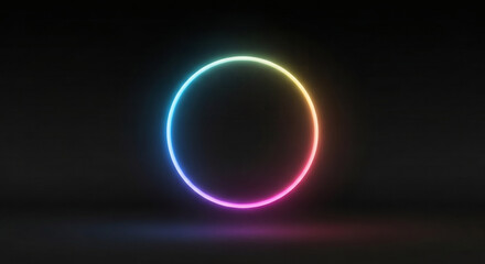 Obraz premium Glowing Neon Ring on Dark Background A Vibrant Light Circle for Design Projects