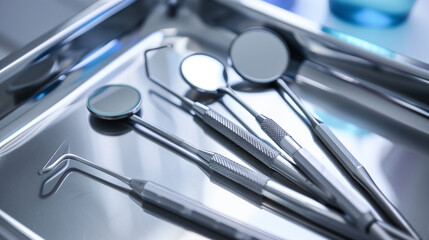 Sterile Dental Tools on Metal Tray
Professional Dentist Instruments Close-Up