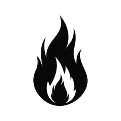Monochromatic depiction of an abstract flame, symbolizing passion and fiery energy, flame with smoke icon silhouette vector illustration