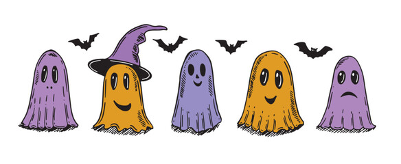 Halloween, a ghost on a white background