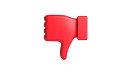 3D rendered red thumb down icon against a black background