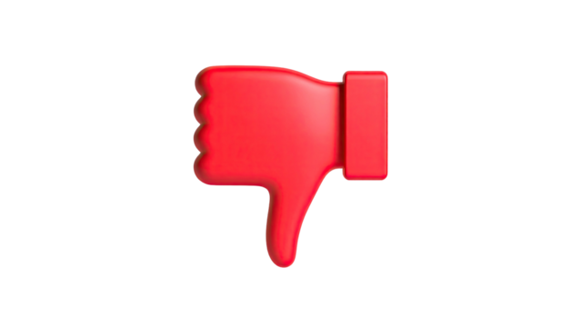 3D rendered red thumb down icon against a black background