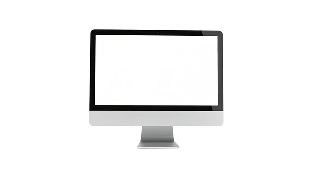 A blank screen on a modern desktop computer, isolated against a stark black background