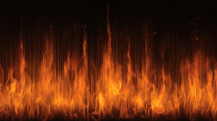 Fiery Inferno of Flames: An eye-catching visual of a raging, undulating fire, presenting an inferno of vibrant orange and red hues, which ignites the imagination with its intense heat and raw power.