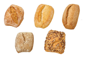 Various freshly baked rolls, cropped