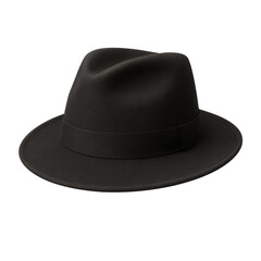 Black fedora hat isolated on transparent background representing mystery and style