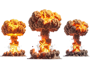 Three sequential atomic bomb explosions