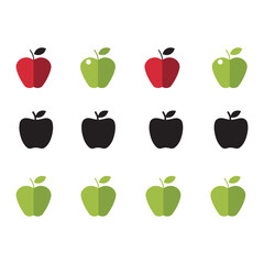 Flat Vector Apple Icons Set Minimal Fruit Symbols for Website, App, and UI Design