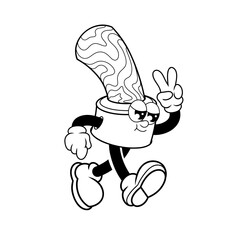 Retro character design from cool rubber stamp outline