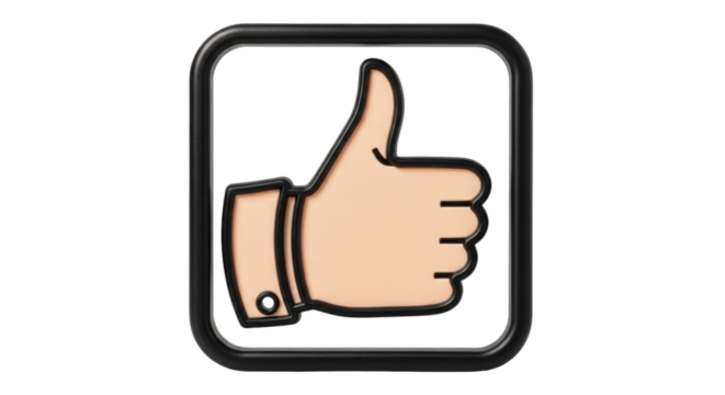Isolated thumbs up vector icon illustration, like symbol in rounded square frame, approval