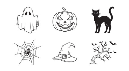 halloween icons set