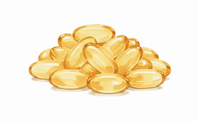 Golden Essence Fish oil capsules isolated watercolor vector illustration svg