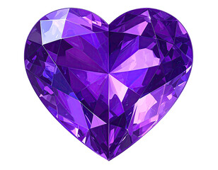 Purple heart-shaped gemstone, faceted