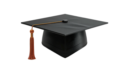 A classic academic headwear piece with a square top, tassel, and centered button