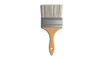 A close-up studio shot depicts a paint brush on a black background