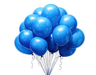 Cluster of glossy, vibrant blue balloons