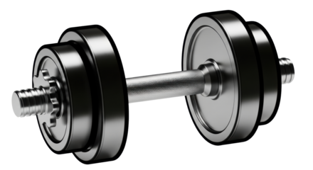 Isolated dumbbell with chrome handle is fitness equipment for arm muscle exercises, lift weight