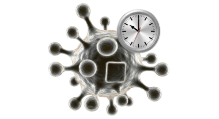 Isolated coronavirus timing crisis, infection outbreak, virus transmission deadline concept design