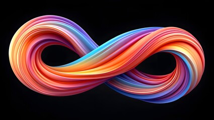 Fototapeta premium Colorful infinity symbol on black background is a modern abstract art piece design