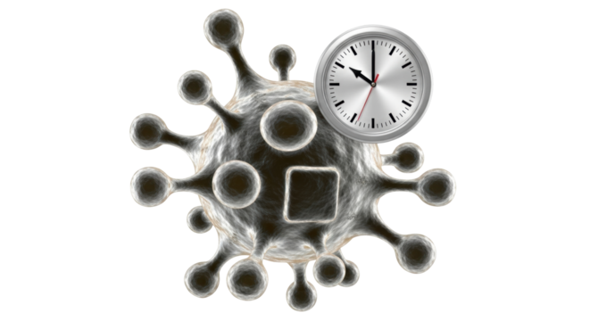 Isolated coronavirus timing crisis, infection outbreak, virus transmission deadline concept design
