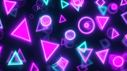 Abstract neon shapes on a dark background - Powered by Adobe