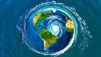 Earth swirling in a vortex of water
