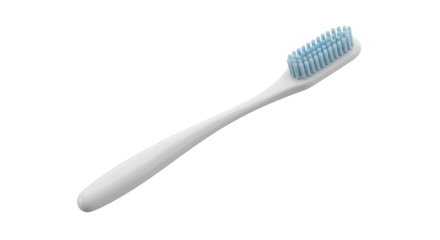 Isolated toothbrush for oral hygiene and dental care with soft bristles and slender handle