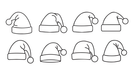 Set of Christmas Santa hat vector illustration