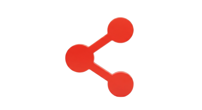 Isolated red icon of network connection for sharing data in digital communication