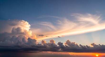 Beautiful clouds sky cloudscape nature sunset sunrise sunlight weather scenic horizon atmosphere