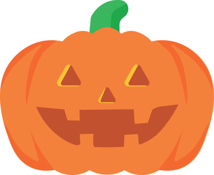 Cute Jack-o'-lantern cartoon vector illustration. Happy Halloween pumpkin with a smile, isolated on a white background