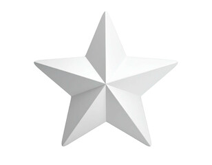 A white, five-pointed star with shaded facets, rendered against a black background
