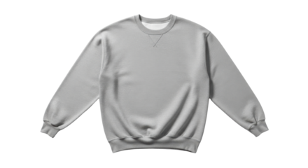 Grey crew neck sweatshirt apparel mockup isolated PNG with Transparent Background