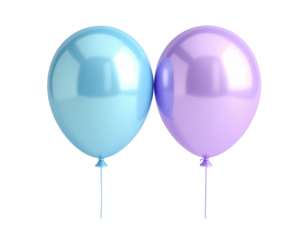 Two shiny, light-blue and lavender balloons, side-by-side, reflecting light