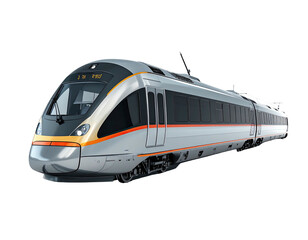 Naklejka premium Sleek, modern high-speed passenger train isolated on a black background