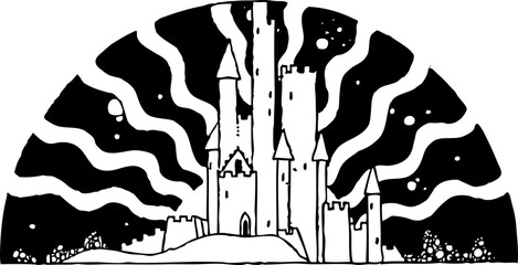 Black and White Gothic Castle Silhouette